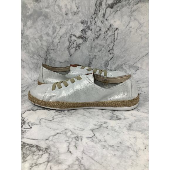 Spring Step Size 39 Silver Metallic Eloya Leather Sneaker Espadrille Trim D3-3 - Picture 7 of 12